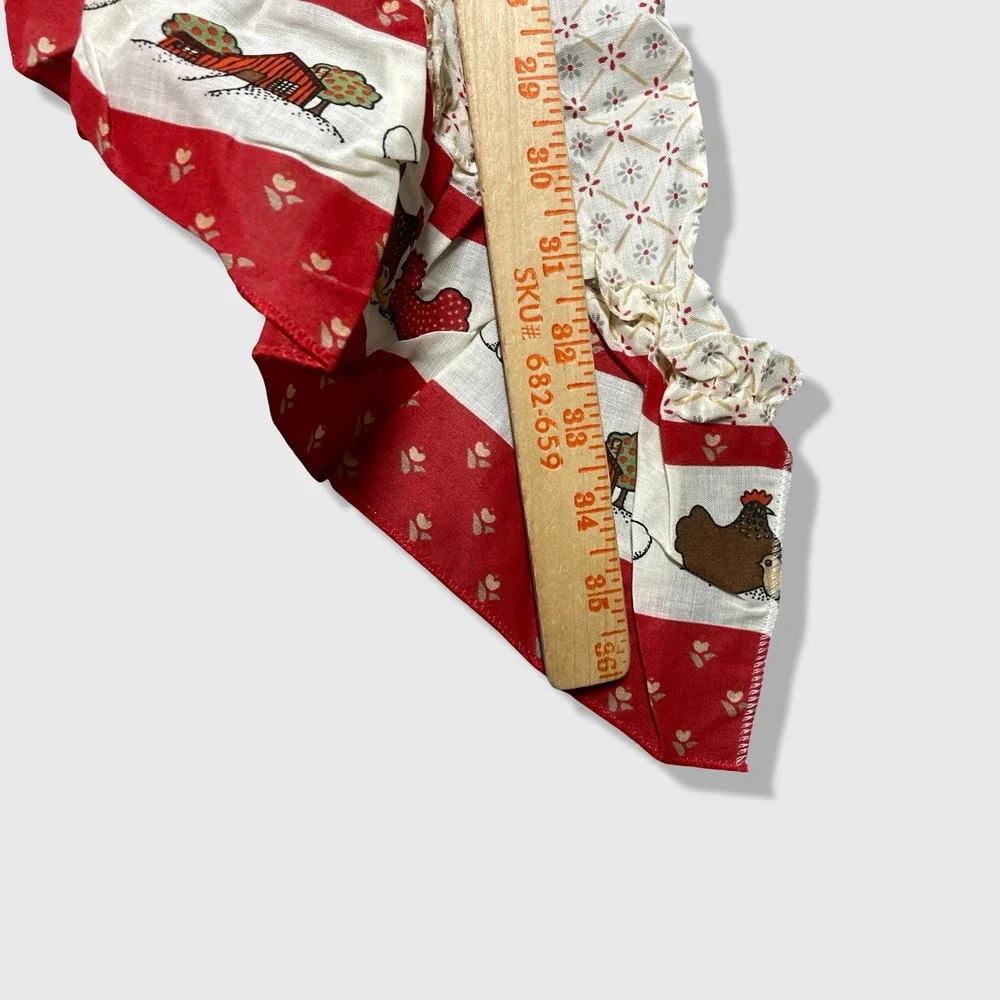 Valance Kitchen Curtains Set of 4 Red White Chicken‎ Farmhouse Country Decor